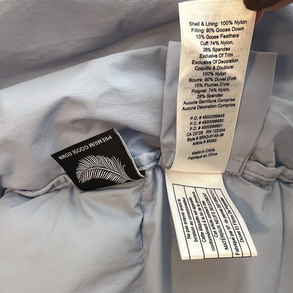 Tna Aritzia The Super Puff Jacket Size M Blue Puffer Hooded Premium Goose Down - Picture 16 of 16